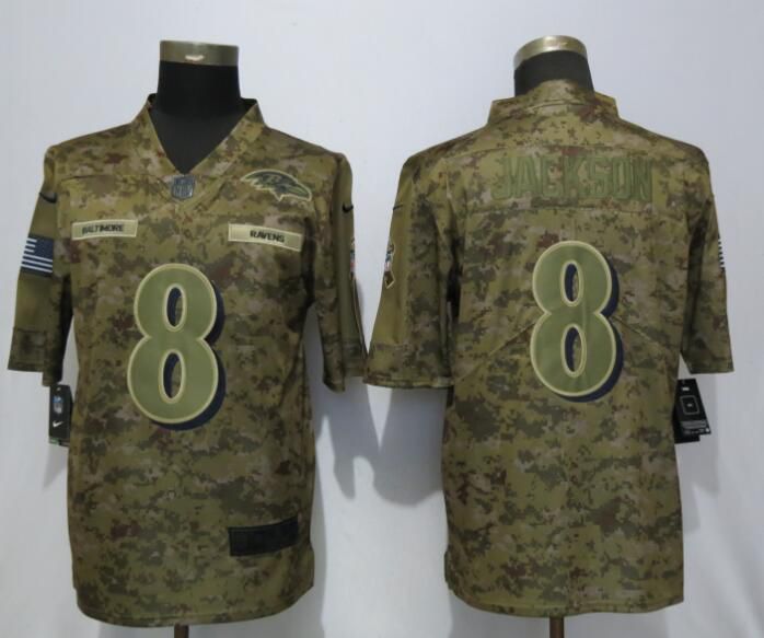 Men Baltimore Ravens #8 Jackson Nike Camo Salute to Service Limited NFL Jerseys